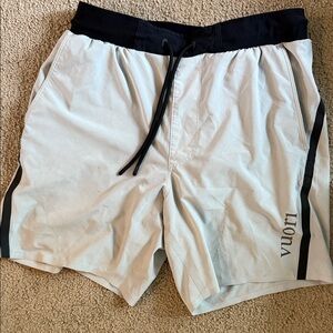 Vuori Men's Swim Board Shorts - Light Gray and Black